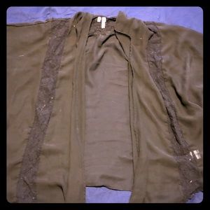 Sheer black shawl with lace pattern